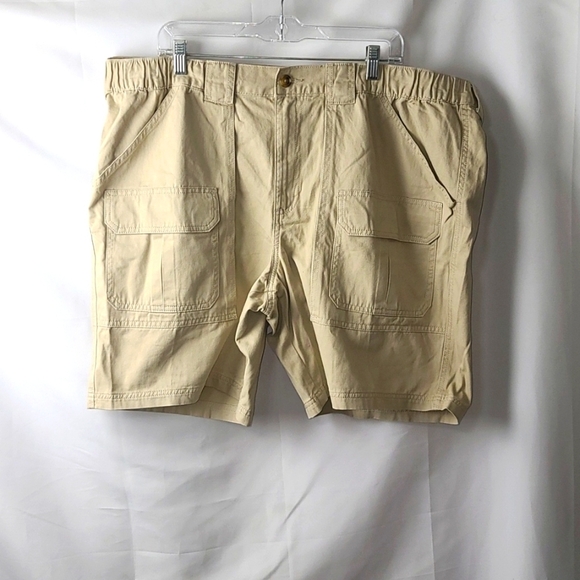 NWT Croft & Barrow Mens Big & Tall Cargo Shorts Khaki Pockets Elastic Sz 46 - Picture 1 of 11